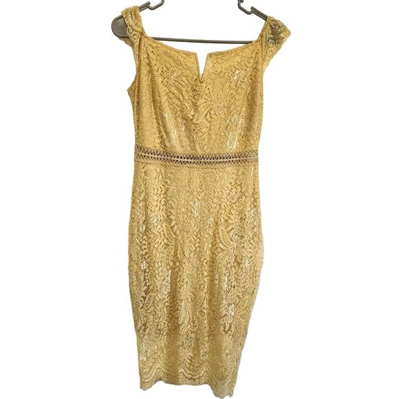 Off Shoulder Lace Bodycon Party Club Midi Dress Small - Picture 5 of 12